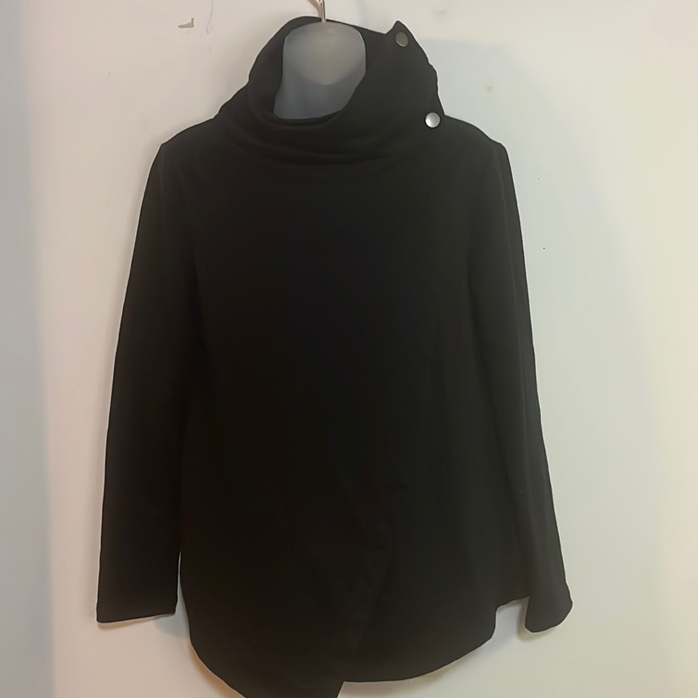 Me Jane Jacket Women's Size S Black Knit Contemporary Crossbody Front Snap Close
